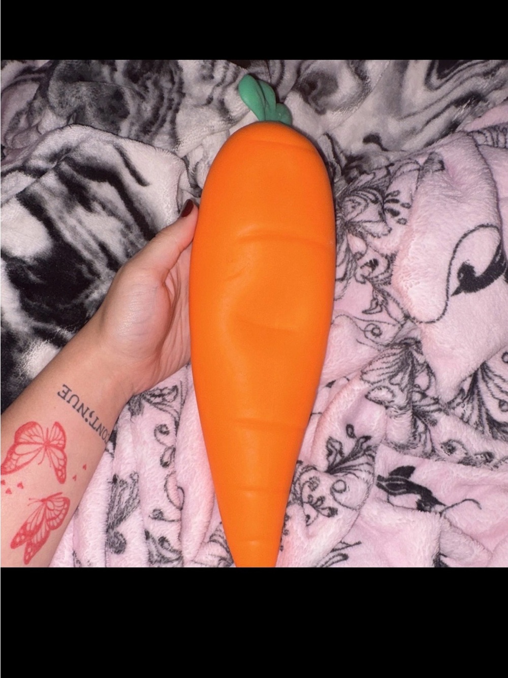 Bright Orange Carrot-Shaped Silicone Case with Green Top